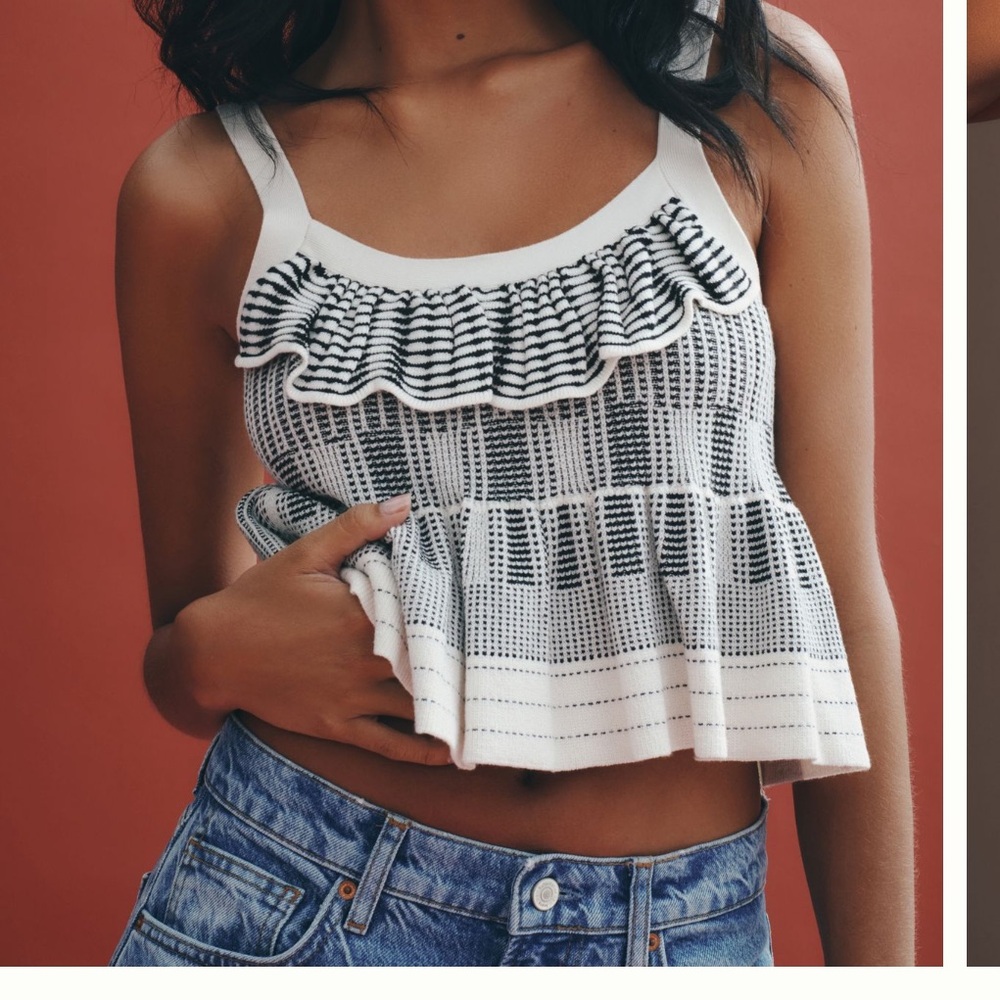 Anthropologie Black and White Sweater Tank Top